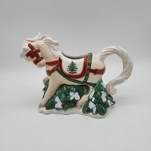 Spode Christmas Tree Village Horse Drawn Sleigh Creamer Pitcher High Gloss